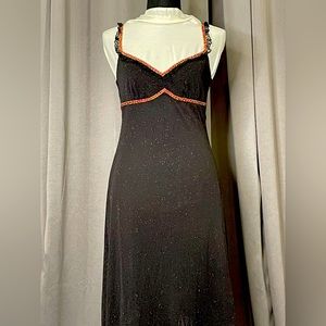Betsey Johnson Black Midi Dress with Orange Trim